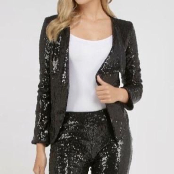 Rosette Jackets & Blazers - Black Sequin Blazer Jacket